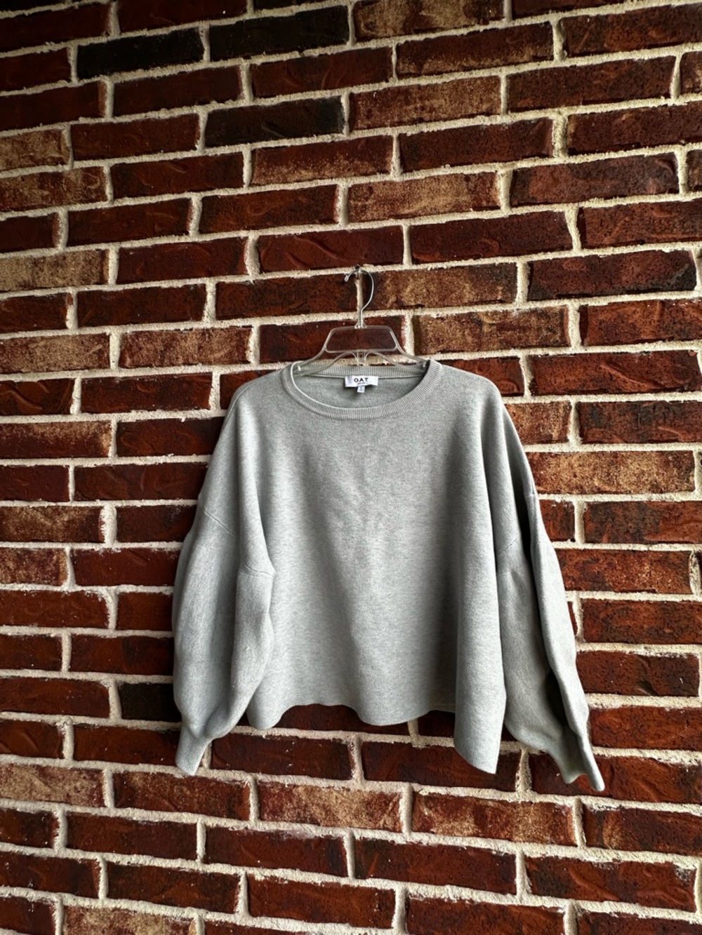 Light Gray Women's Relaxed Crewneck Sweater - Picture 1 of 3